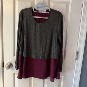 Latched Mama Charcoal and Wine Layered Nursing Top